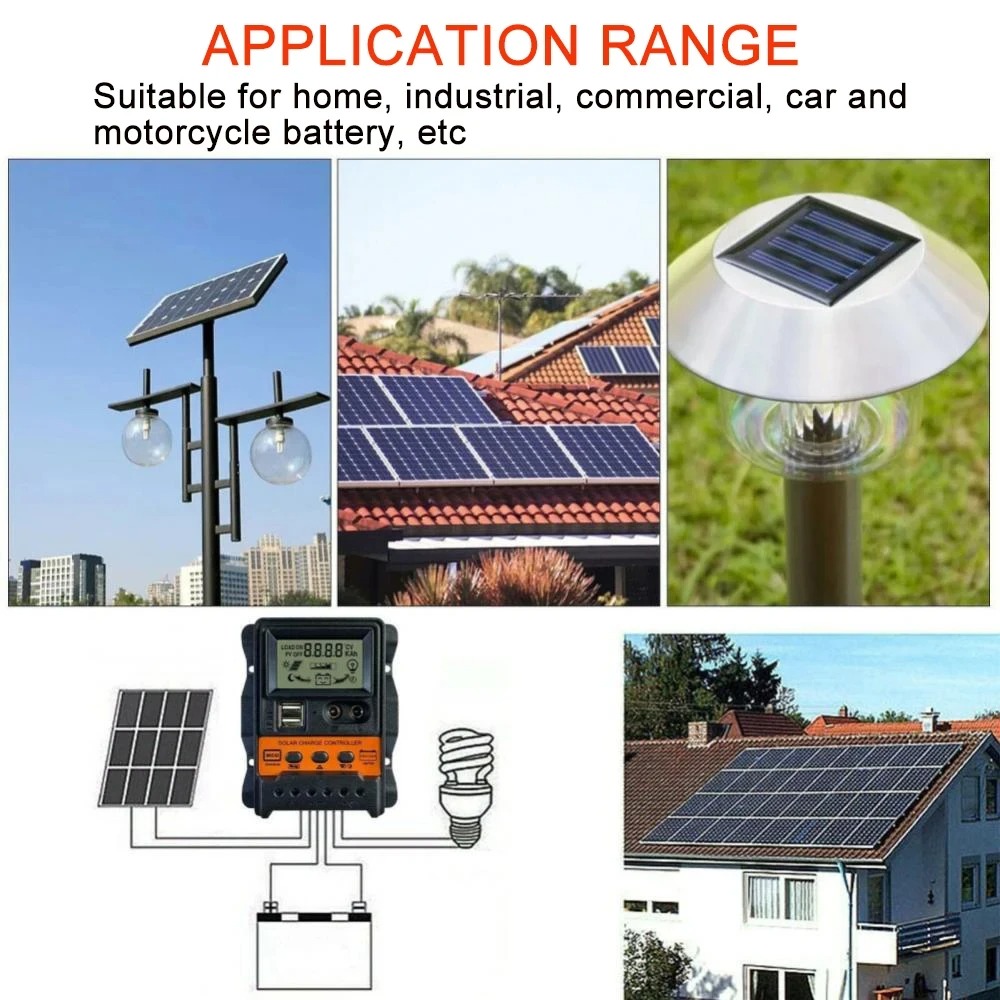 PowMr 30A 20A 10A PWM Solar Charge Controller Dual 5V USB LCD Display ...