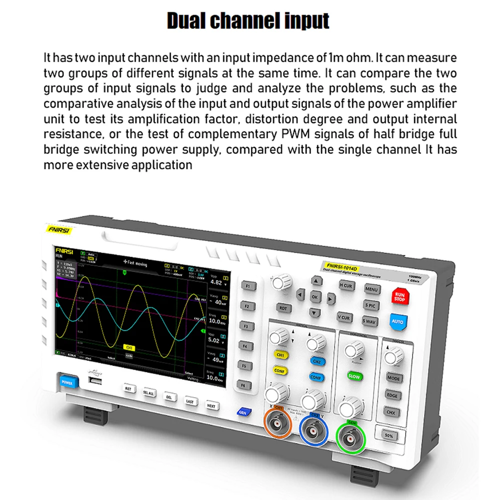 ⭐⭐⭐FNIRSI-1014D Digital Oscilloscope 2In1 Dual Channel Input Signal ...
