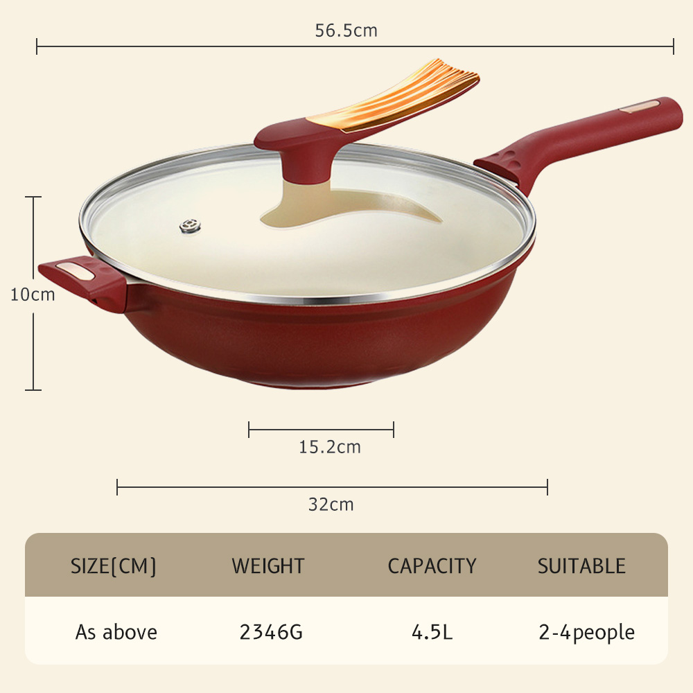 EchoHome 32CM Non Stick Granite Deep Frying Pan Kawali Wok Cooking Egg