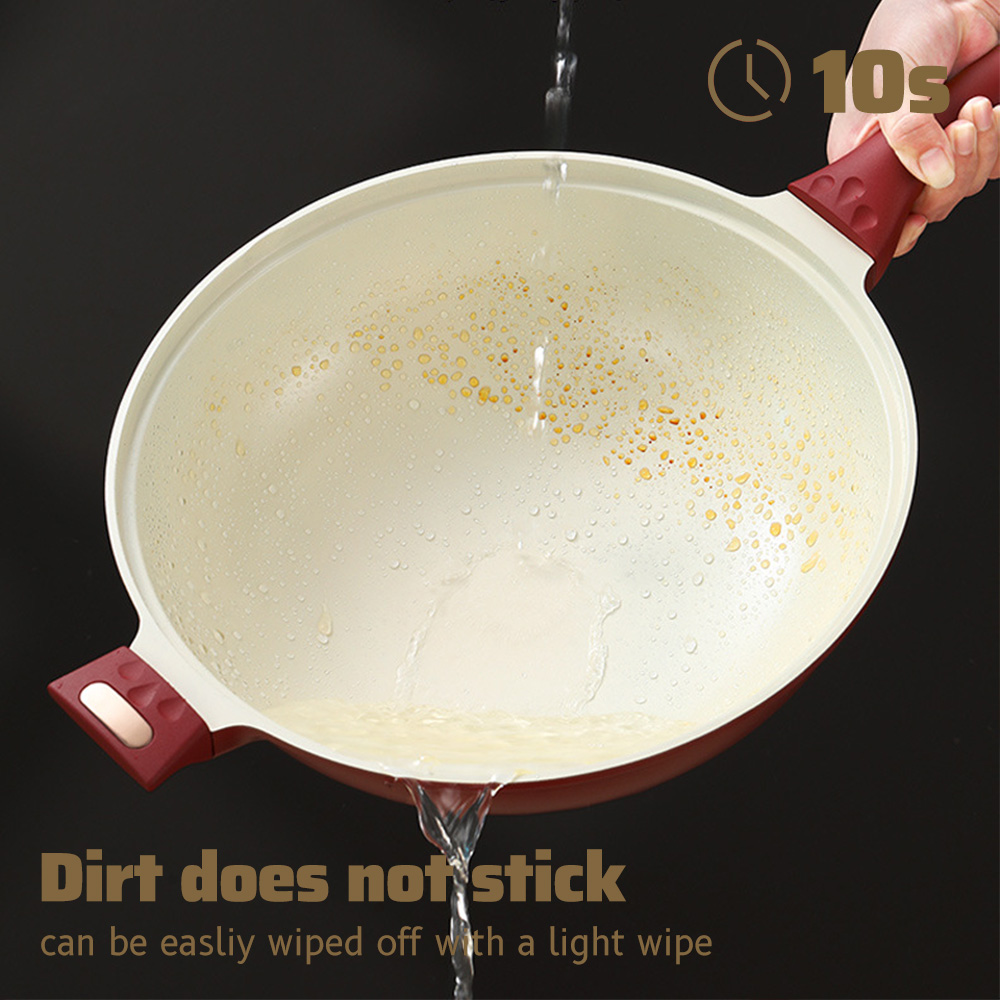 EchoHome 32CM Non Stick Granite Deep Frying Pan Kawali Wok Cooking Egg