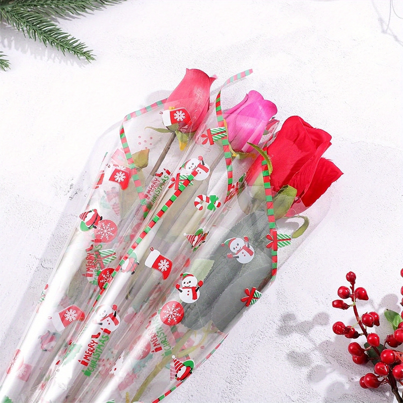 Christmas Transparent Wrapper Bouquet Wrapper Santa Claus Plastic ...