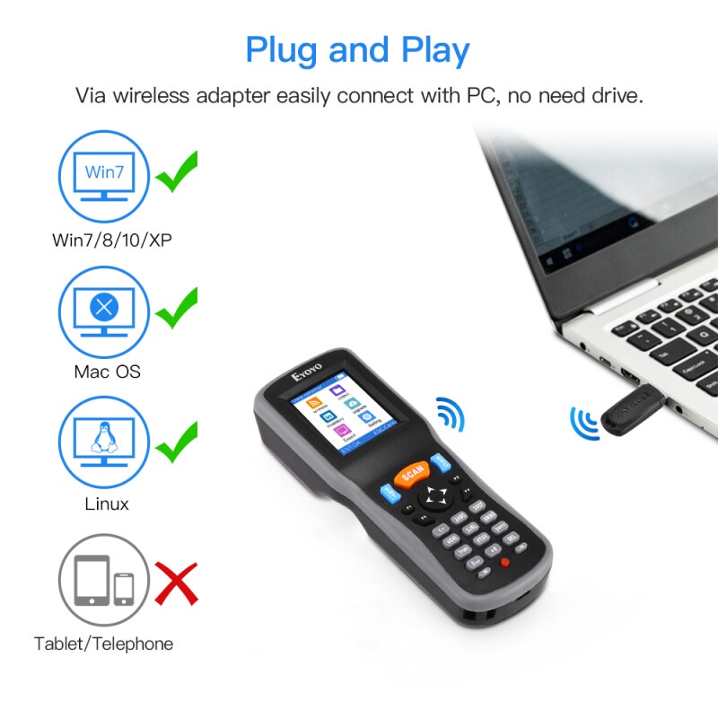 [Local Stock]Eyoyo 2D Inventory Scanner Data Collector Portable QR 1D ...