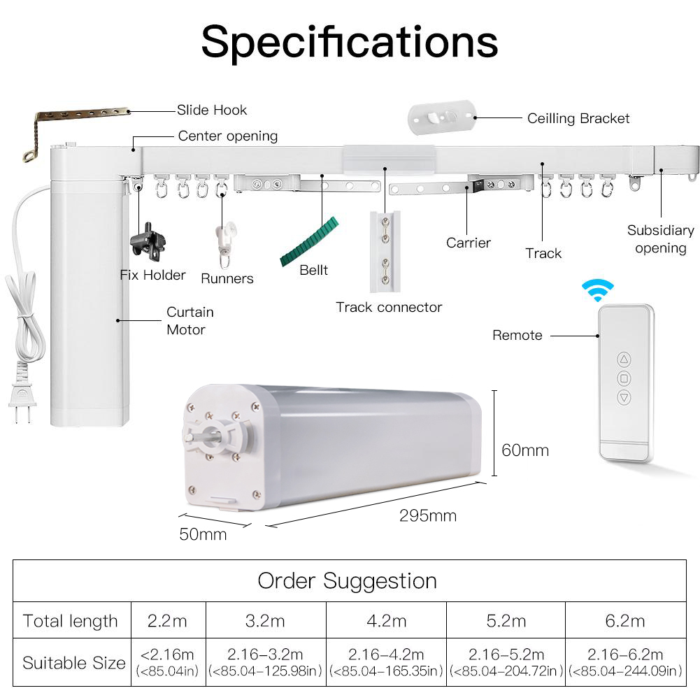 Smart Electric Curtain Track, Automatic Motorized Curtain Rail Set ...