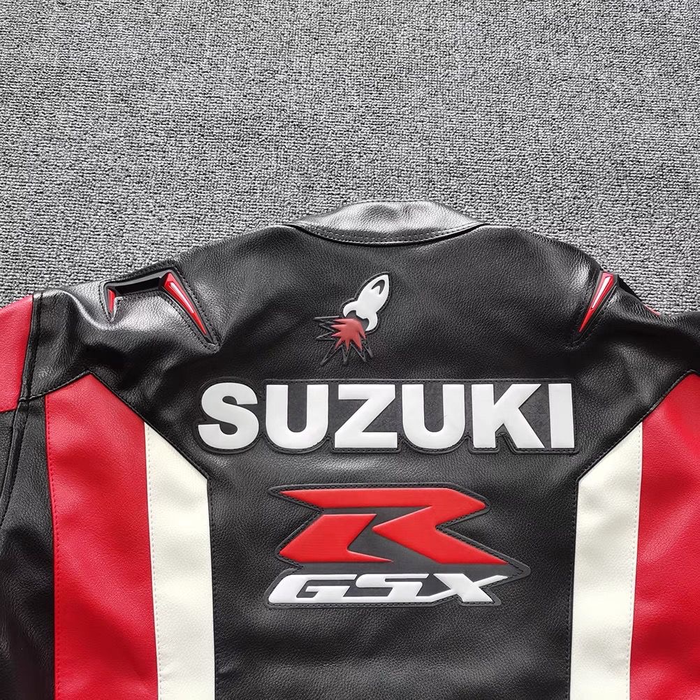 SUZUKI Leather Jacket Motorcycle Cycling Jersey Racing Rider Clothing ...