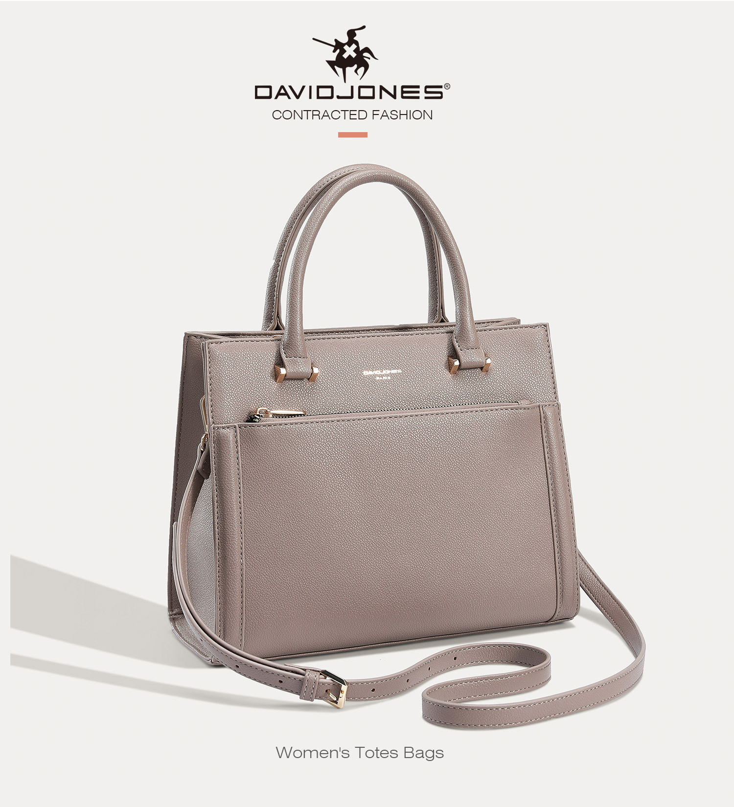 David Jones PU Leather Twist-Lock Tote Bag
