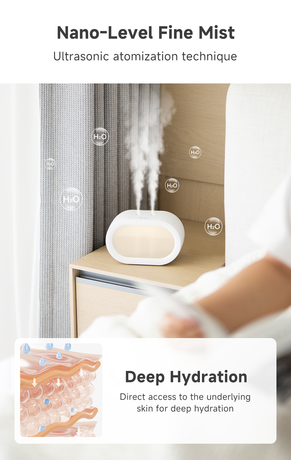 Simplus Humidifier Desktop Dual-Spray Humidifier with Ambient Light ...