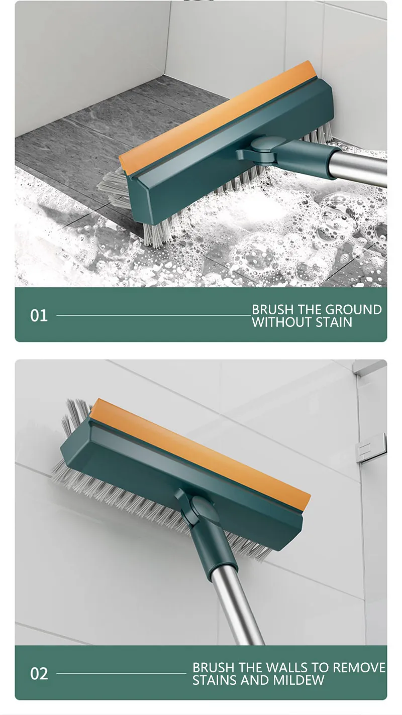 3 in 1 Rotating Floor Cleaning Brush with Detachable V-Bristles, Scrape ...