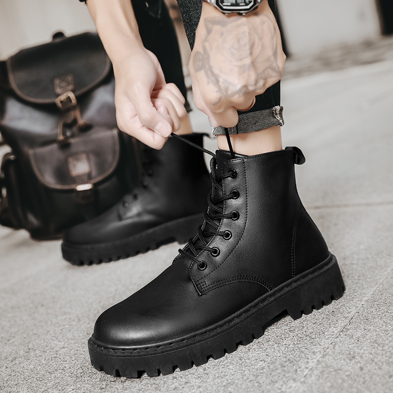 PRADA 25S LONG THICK SOLED MARTIN BOOTS 50MM IN DARK BROWN SUEDE