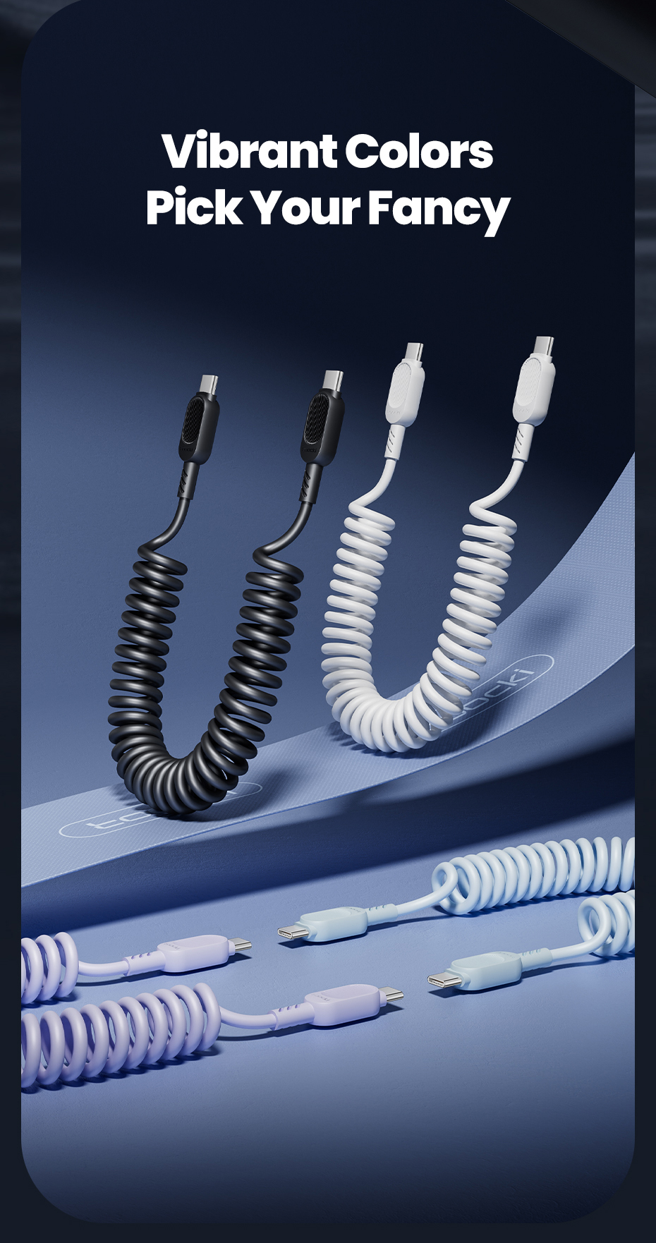 100W 6A Spring Telescopic Fast Charging Cord Type C To Type C for