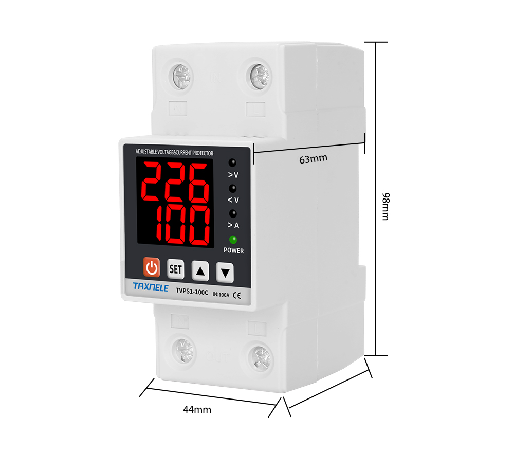 TAXNELE 40A 63A 230V Din Rail Adjustable digital Over Under Voltage ...