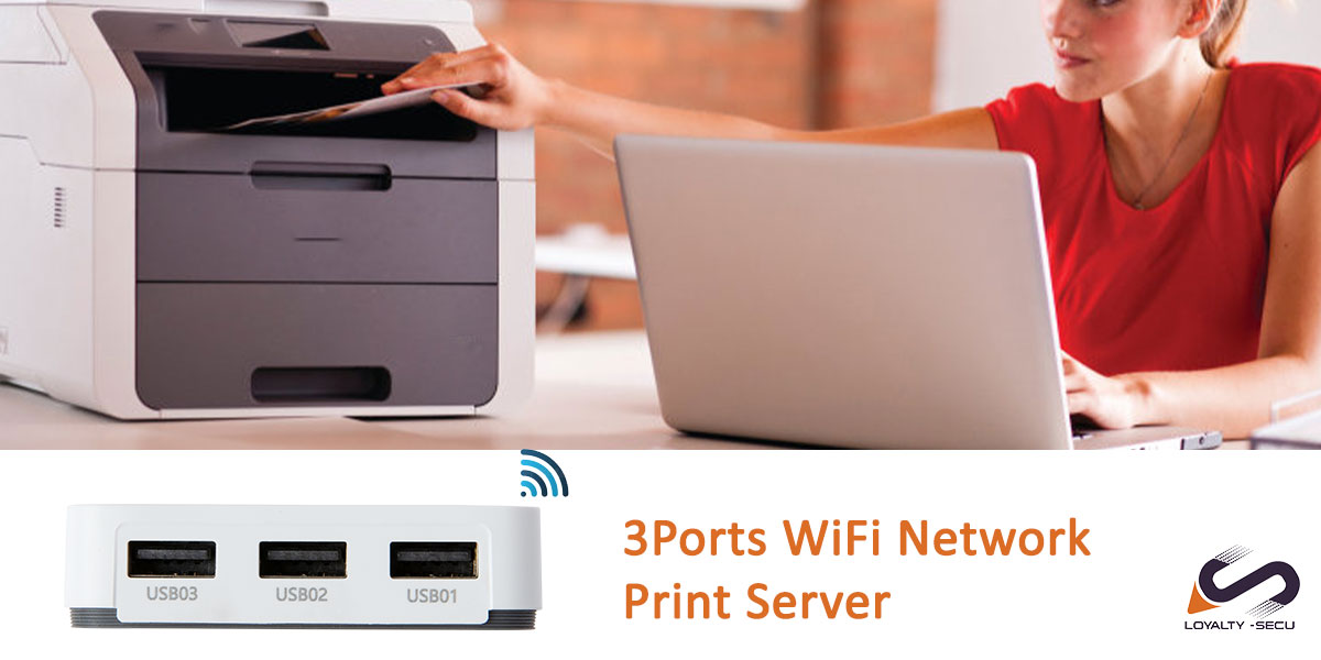 LOYALTY-SECU USB2.0 Network WiFi Print Server 3 ports for Multiple USB ...