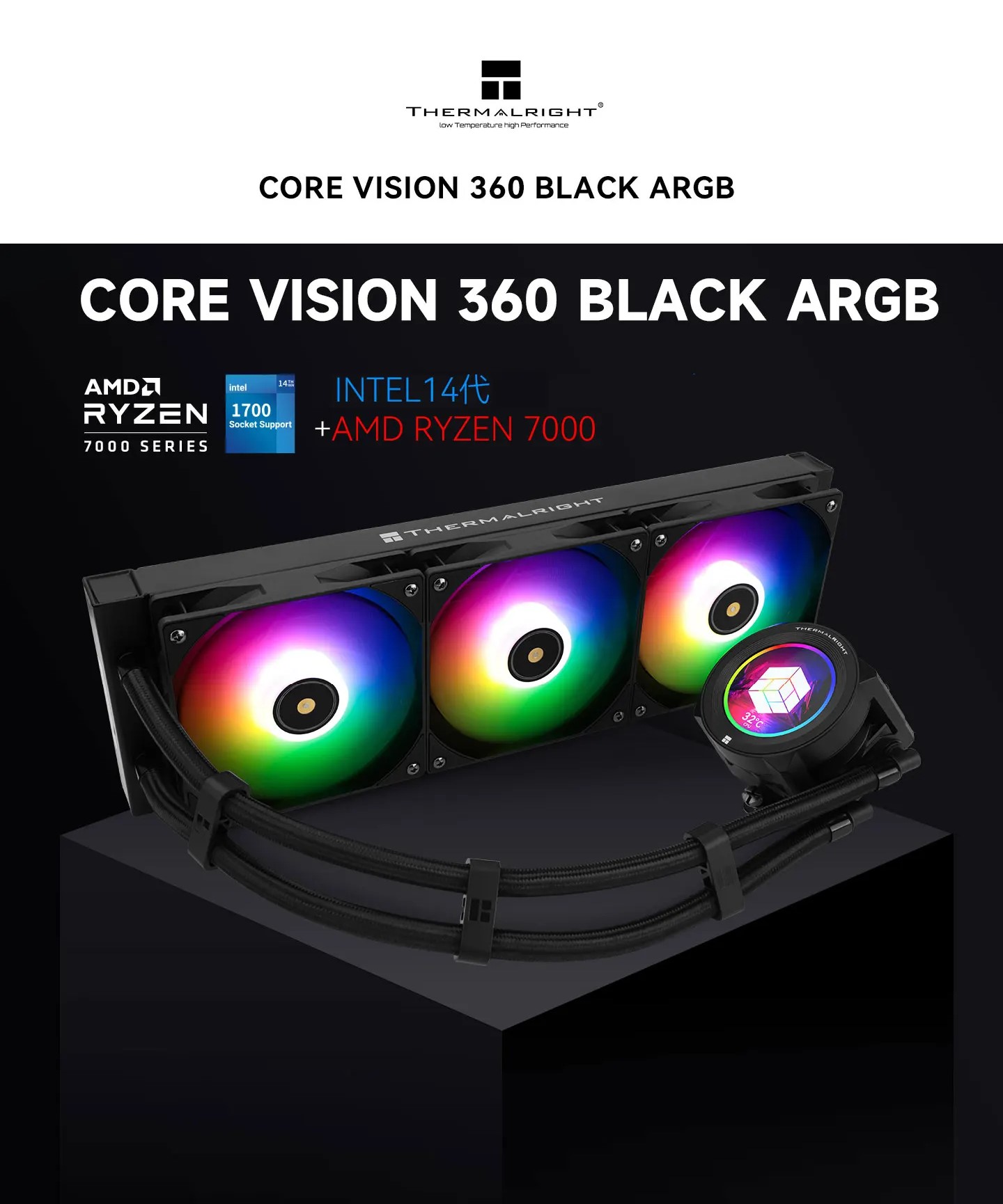 Thermalright CORE VISION 360 CPU Liquid Cooler ARGB 2.4 Inch IPS Water ...