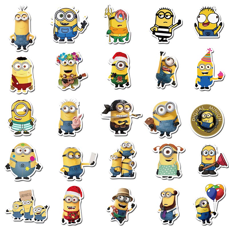 50pcs Minions Stickers Kawaii Anime Cute Cartoon Decals Laptop Luggage ...