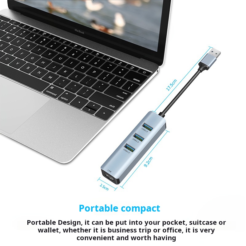 USB to Adapter, ABLEWE 3 Ports USB 3.0 Hub with RJ45 1Gbps