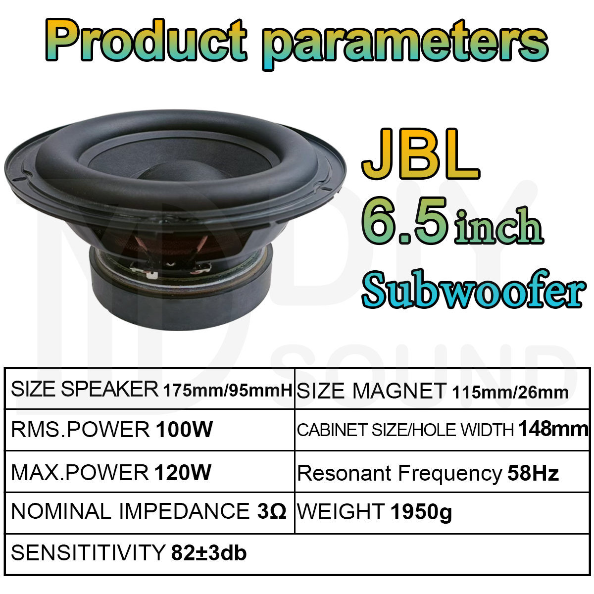 DIYSOUND JBL 6.5 inch Speaker 3Ω 100W 6.5 inch Subwoofer Audio Speaker