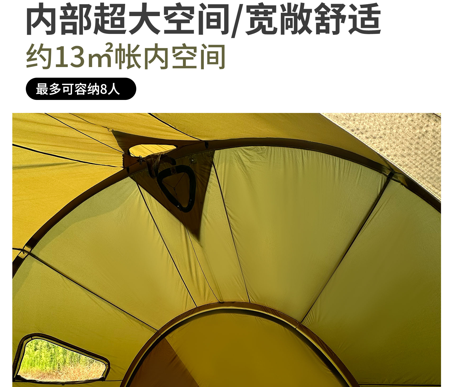 Outdoor Camping Tent, Portable Camping Equipment 70D Silicone Coating