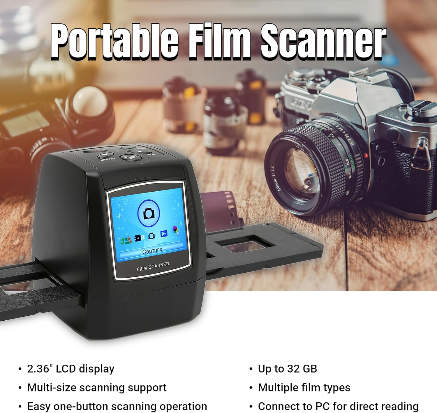 35mm LCD Film Scan Photo Scanner Negative Film Slide Viewer Monochrome ...