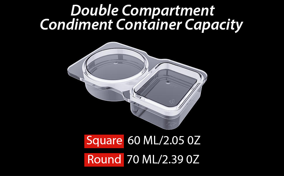 Double Compartment Condiment Container with Lids, Portable Reusable ...