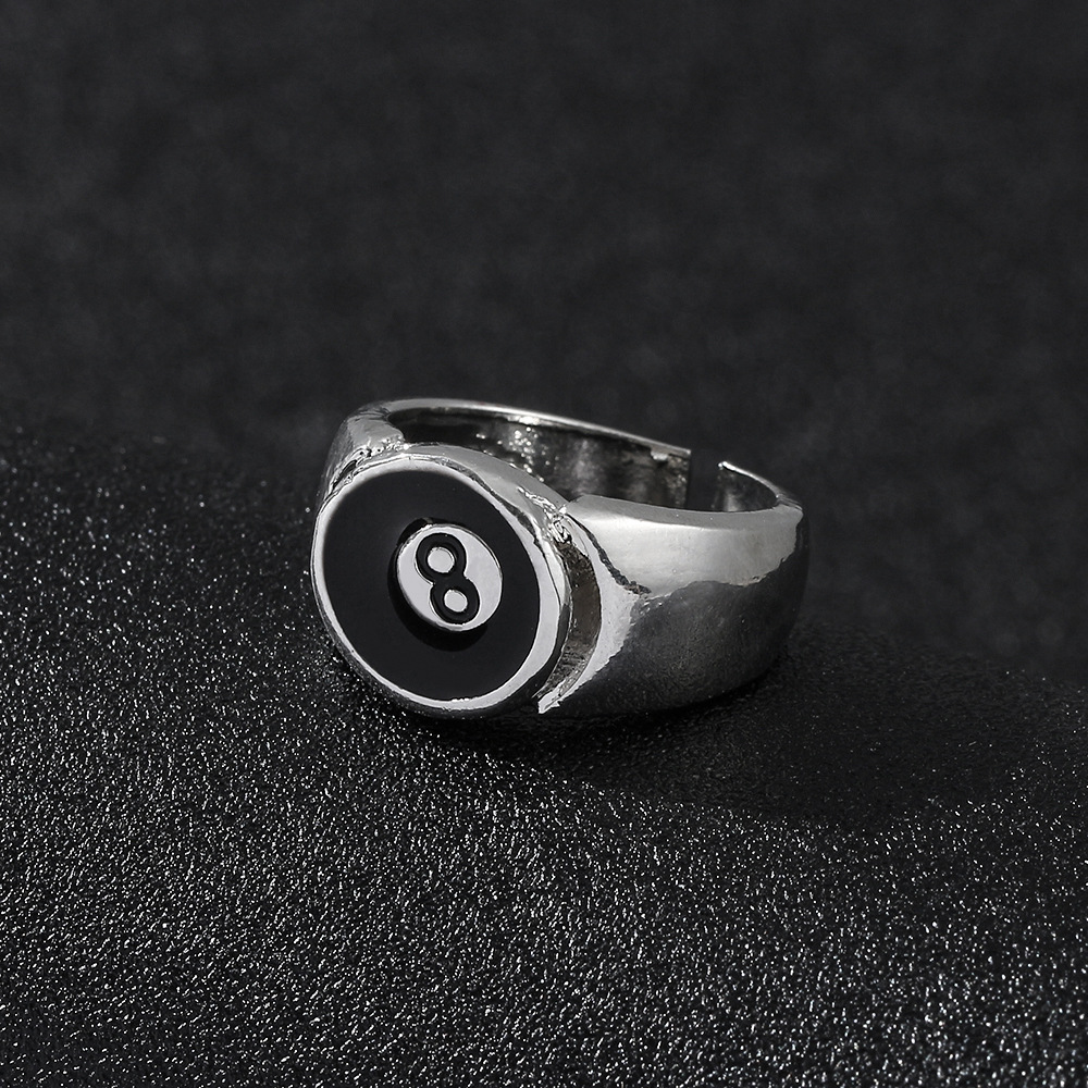 1pc Retro Men's Ring Billiards Black 8 Unique Alloy Ring | Shopee ...