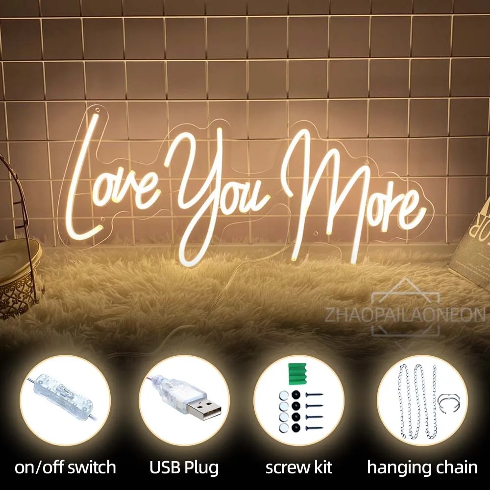Wedding Neon Sign Led Lights Love You More Neon Lights Led Sign Wedding ...
