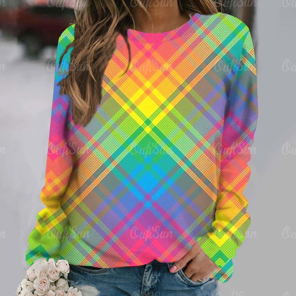 Loose Plus Size Women S Long Sleeved T Shirt D Printed High Quality Round Neck Top Tie Dye Long