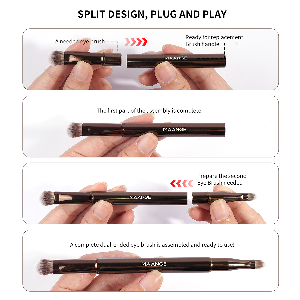 MAANGE 6 In 1 Makeup Brush With Detachable And Attachable Double-Head ...