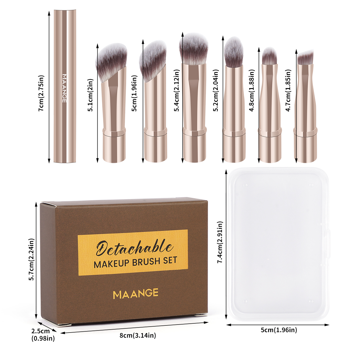 MAANGE 6 In 1 Makeup Brush With Detachable And Attachable Double-Head ...