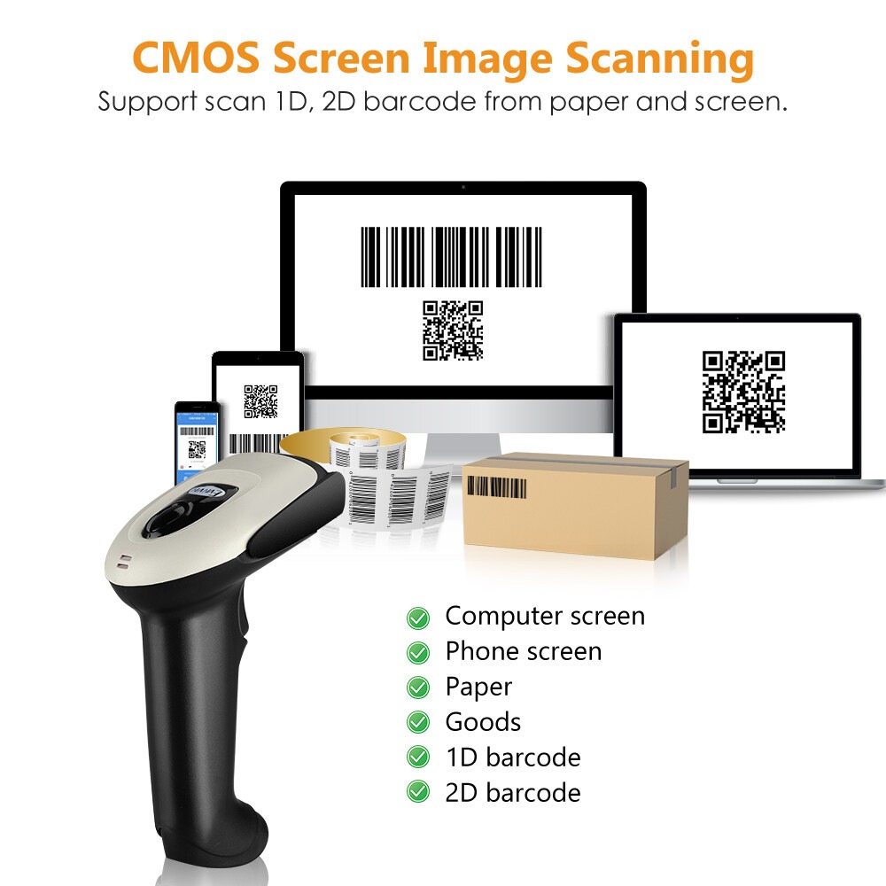 Eyoyo Evnvn wired 2D barcode scanner with stand, handheld USB Automatic ...