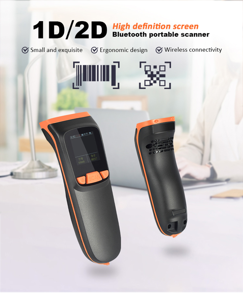 Mini Bluetooth Portable Scanner 1D 2D Barcode Wireless Smart with Big ...