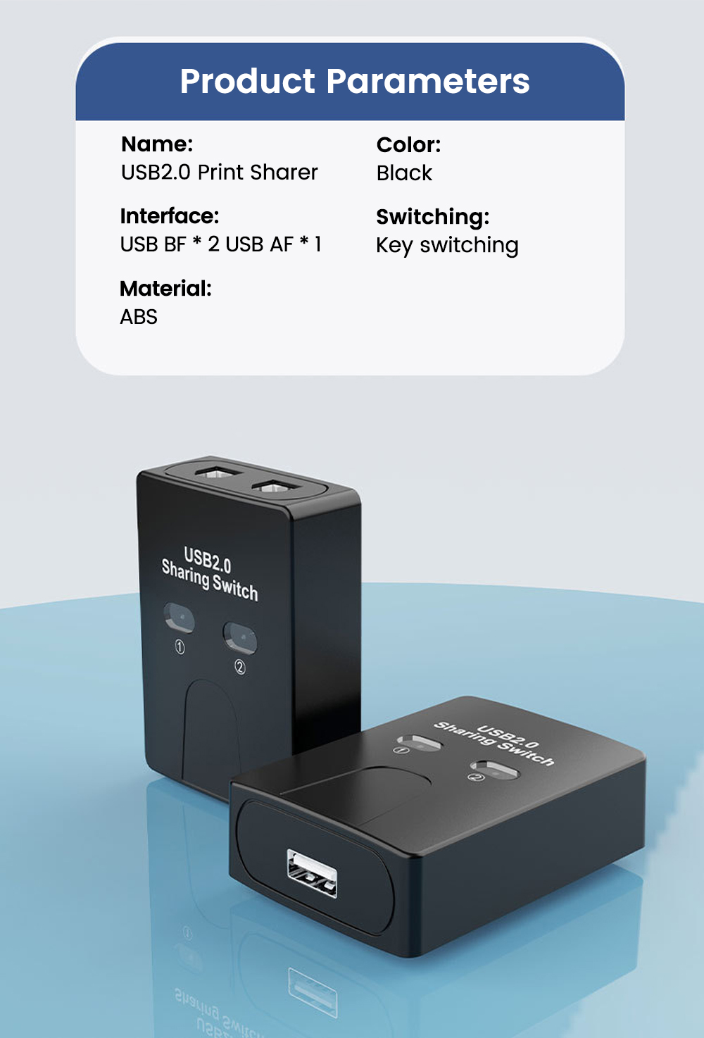 USB Print Sharer 2 In 1 Out USB Auto Printer Sharer Splitter For ...