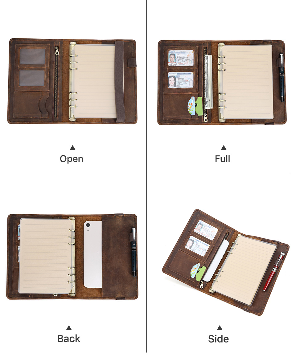 CONTACTS FAMILY Vintage A5 Leather Notebook Rubber Band Fastening A5 ...