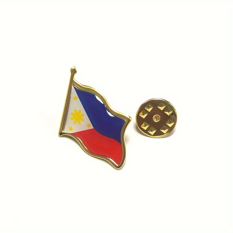 Philippine Flag Brooch Pin Crystal Dropping Stainless Steel Metal ...