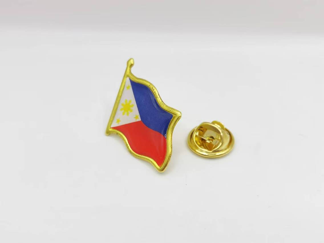 Philippine Flag Brooch Pin Crystal Dropping Stainless Steel Metal ...