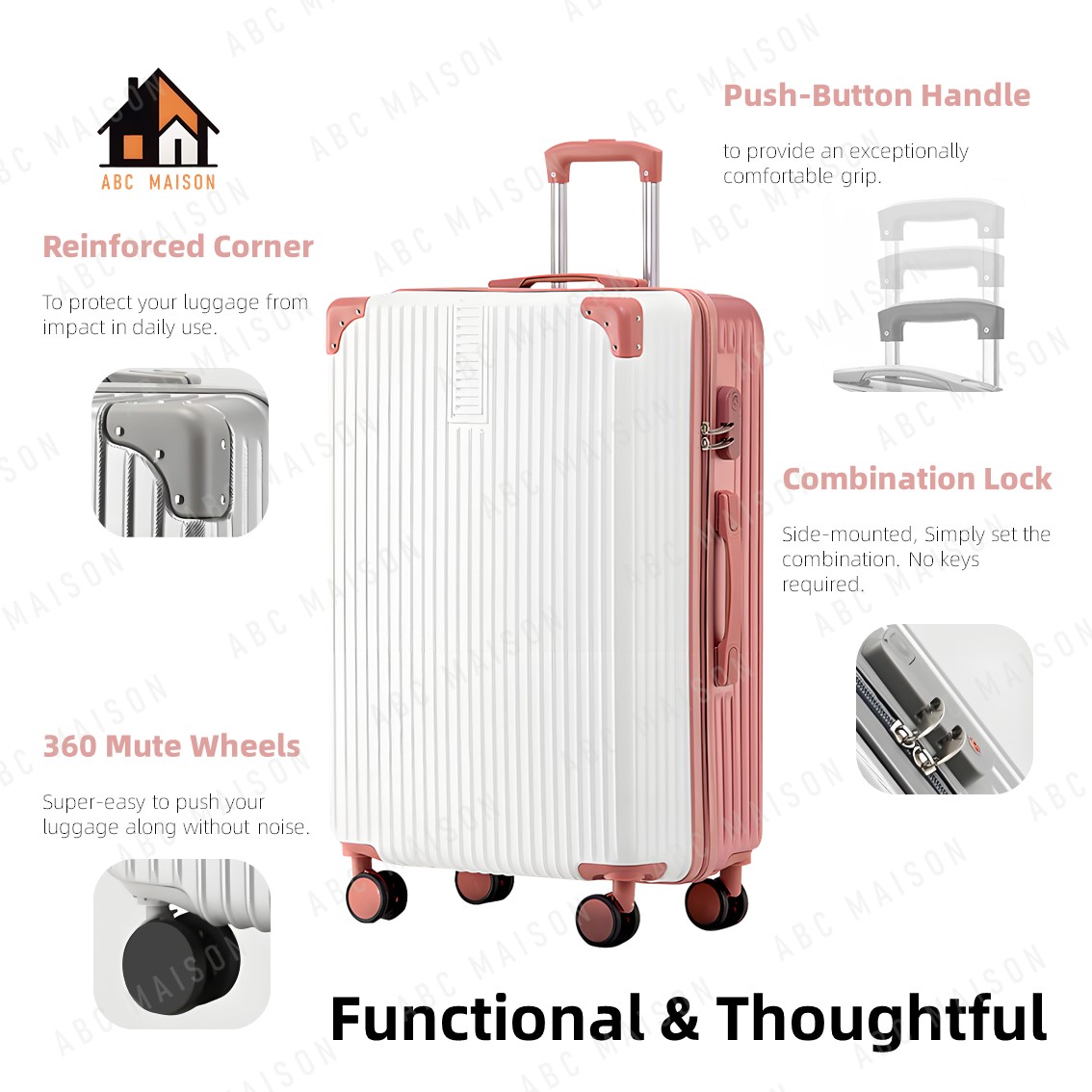 ABC Maison 20/24/28 Inch Suitcase Luggage Easy Carry Maleta Travel Bags ...