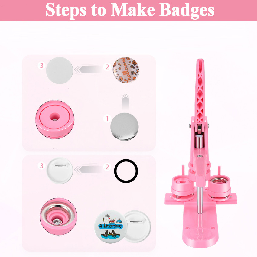 Local delivery Push-Pull Pink Button Badge Maker Machine, DIY Pin ...