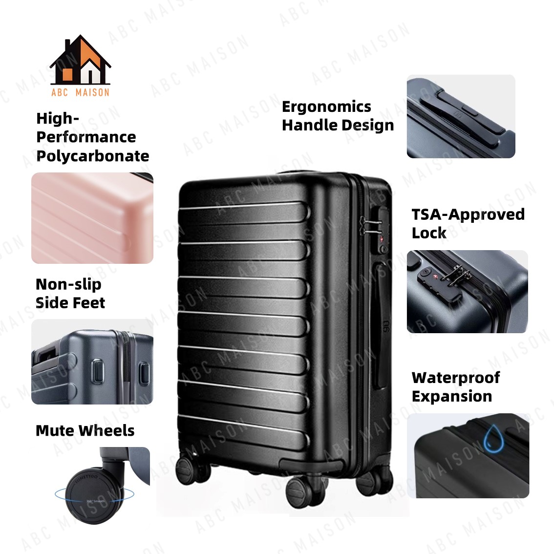 ABC MAISON 20/24/28 Inch Lightweight Suitcase Hand Carry Luggage ...