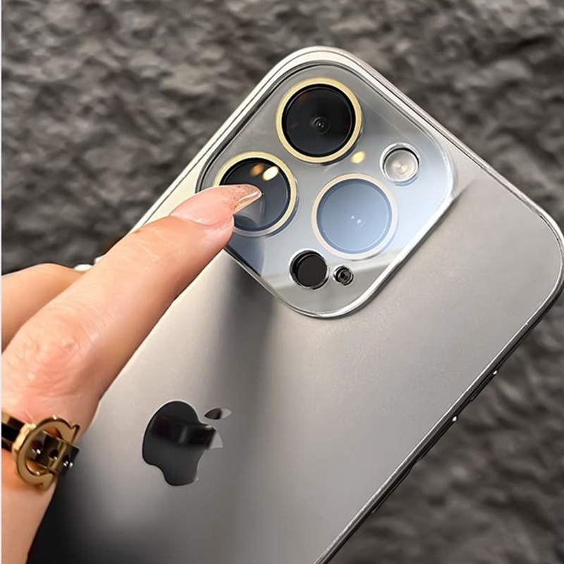 Luxury AG nano brushed frame Matte Acrylic Phone Case For iPhone 16 15