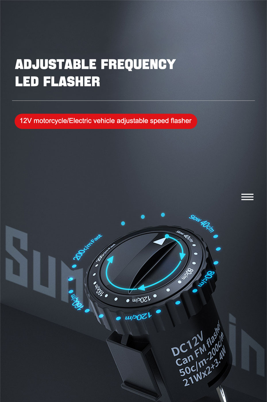 SEAMETAL12V Inverter Flasher Adjustable Speed Frequency Turn Signal ...