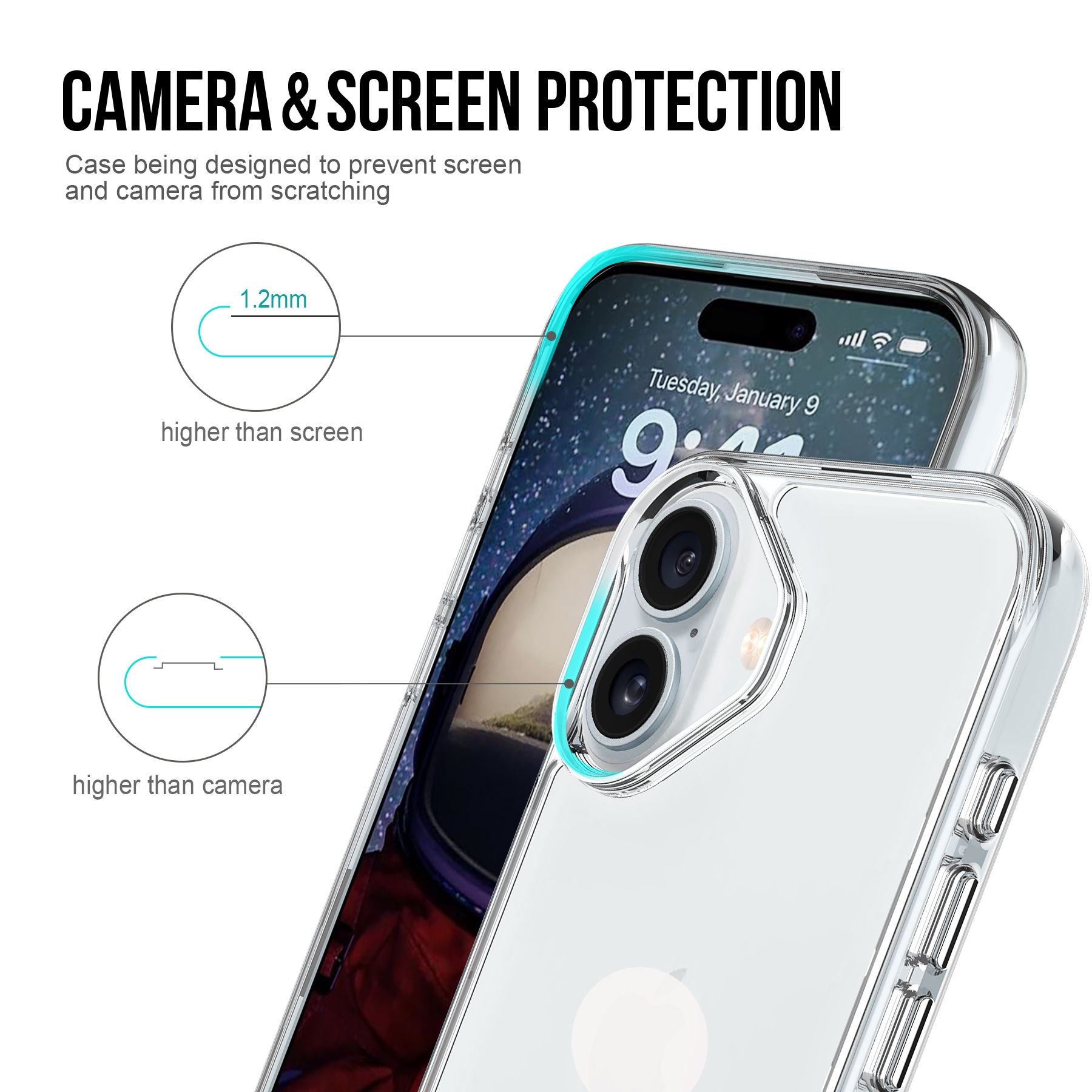 Hard Crystal Clear Anti Yellow For iPhone 16 15 14 13 12 11 Pro Max ...