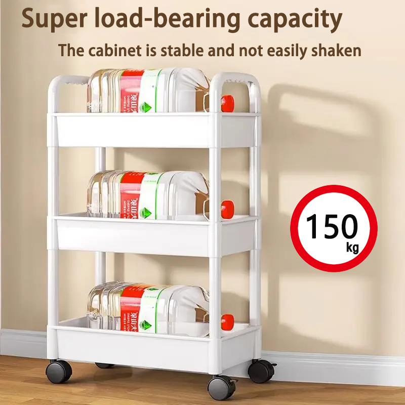 3/4/5 Layers Shelf with Wheels Plastic Cart Shelf Easy to Move Cart ...