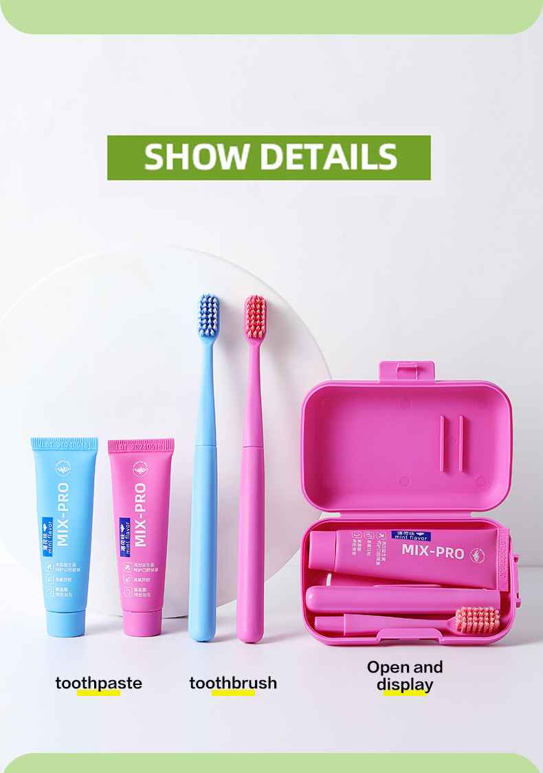 Portable travel toothbrush and toothpaste set folding handle adult ...