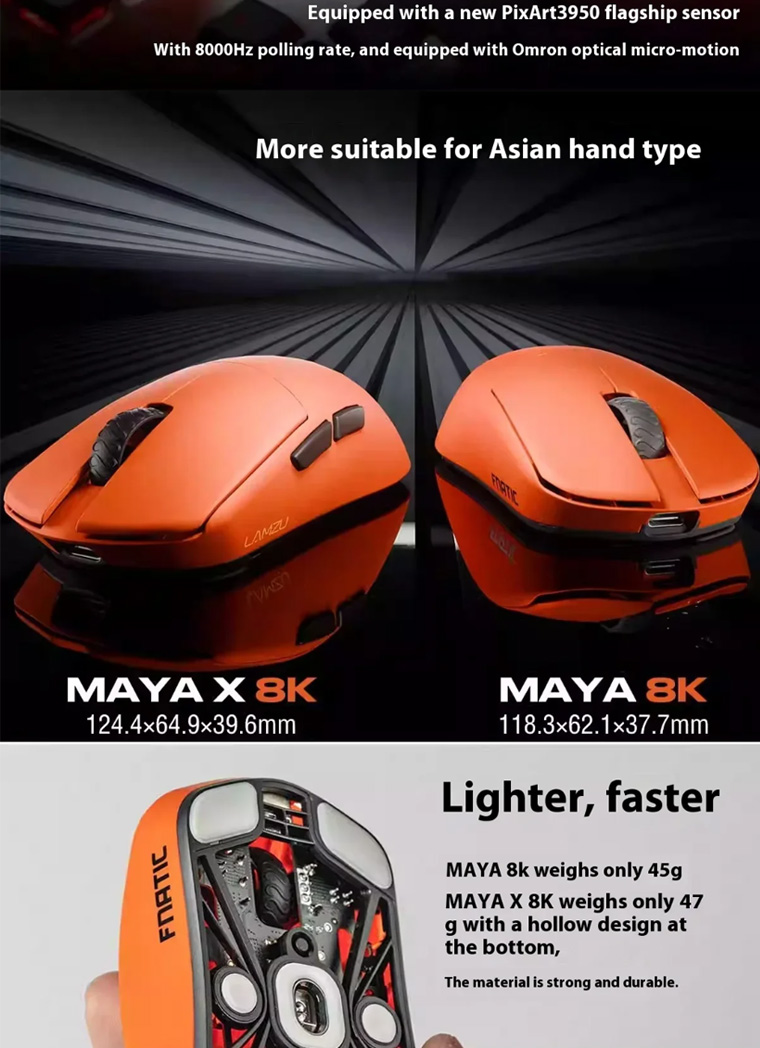 Fnatic Maya ultra lightweight gaming mouse, original 3950, Omron light ...