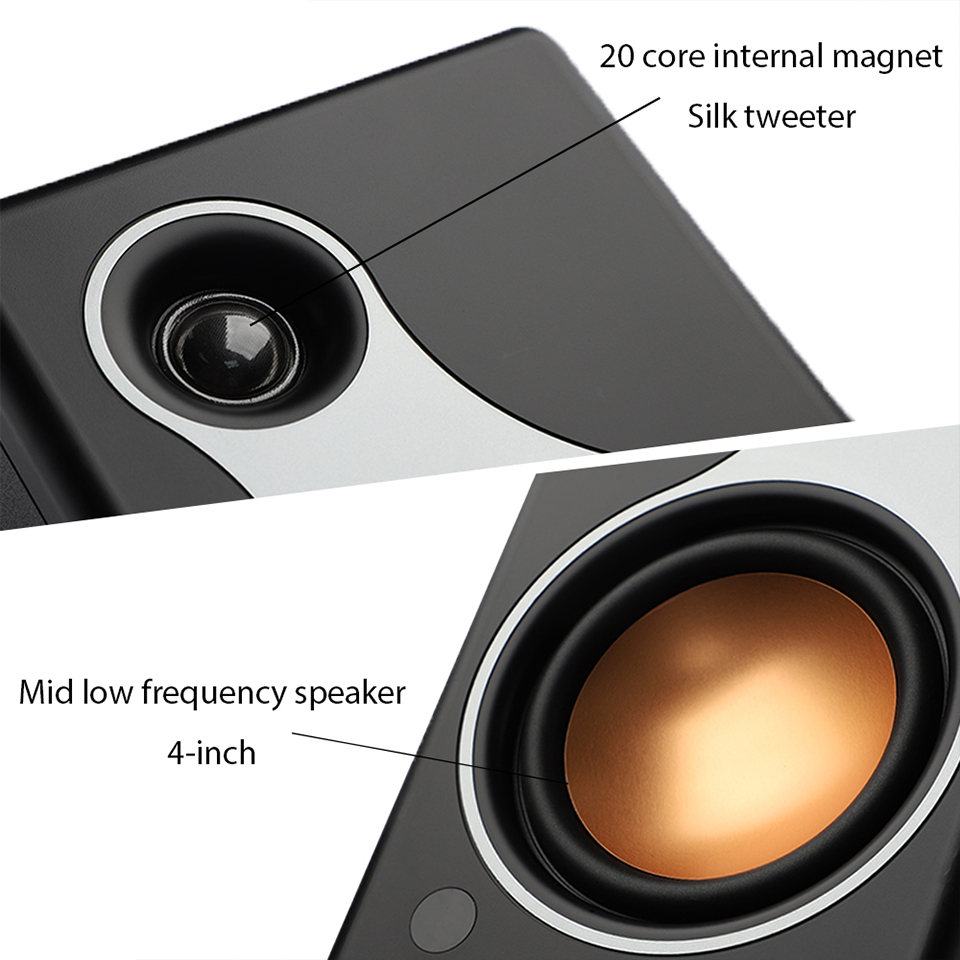 AIYIMA S400 Active Bookshelf Speaker, 80W HiFi Bluetooth Desktop Speaker With 2.0 Channel 4-Inch Drivers, Optical/RCA Output For Home Theaters And Studios - View #8