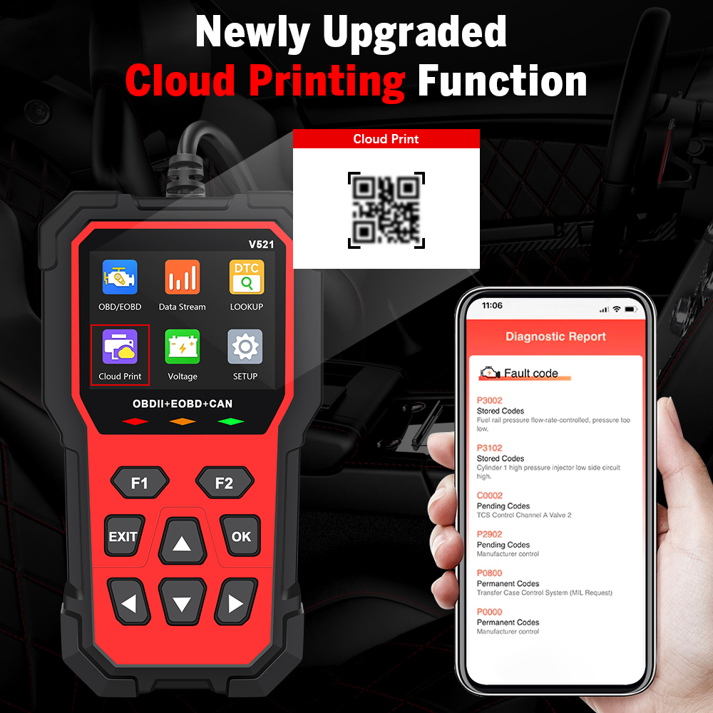 V521 Car OBD2 Scanner Fault Code Clearing Engine DTC Inspection Data ...