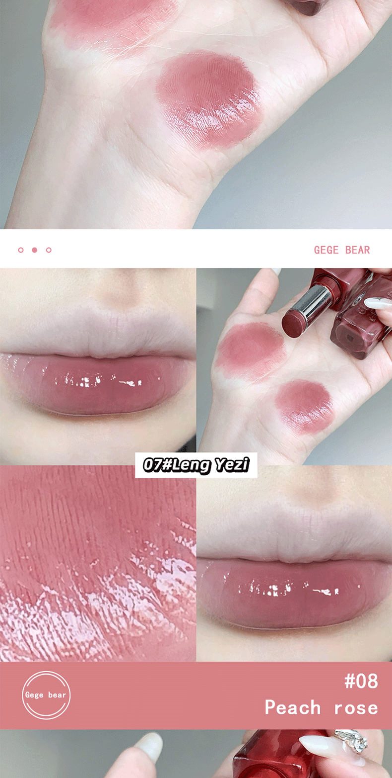 Rectangle Water Gloss Lipstick GEGE BEAR Moisten Jelly Lips Waterproof ...