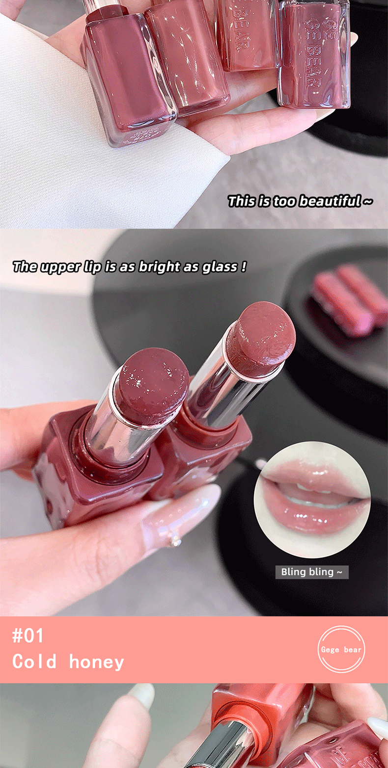 Rectangle Water Gloss Lipstick GEGE BEAR Moisten Jelly Lips Waterproof ...