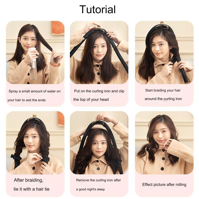3PCS Heatless Curling Rod Set Hair Curlers Headband No Heat Silk Curls ...