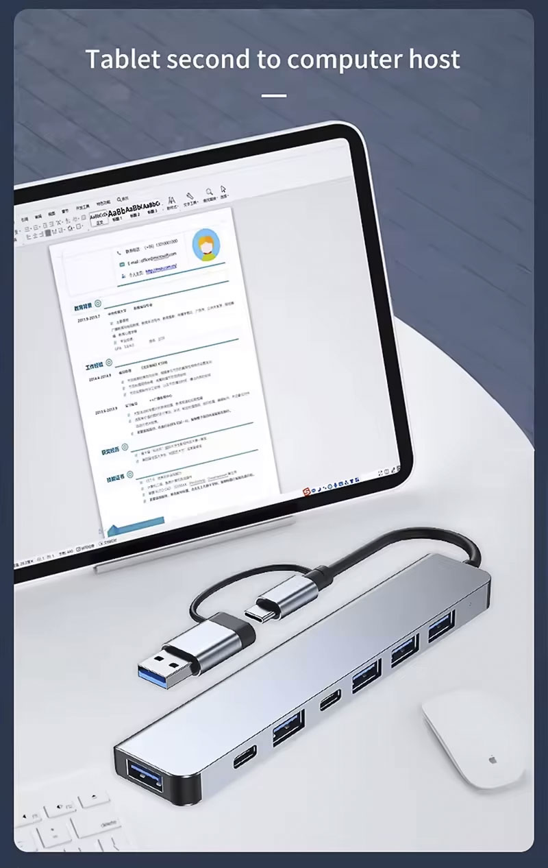 Lecteur Carte Sd USB Hub USB Type-C 4 Ports 3.0 - Adaptateur OTG Pour Mac, Huawei, Xiaomi, Lenovo - Câble 10cm Hub Usb C