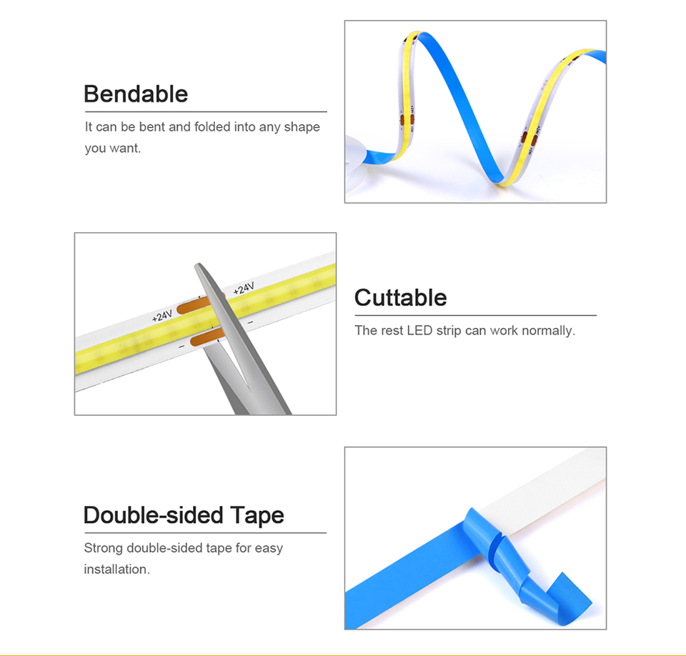 COB LED Strip Light With Portable PIR Motion Sensor Switch/Wireless RF