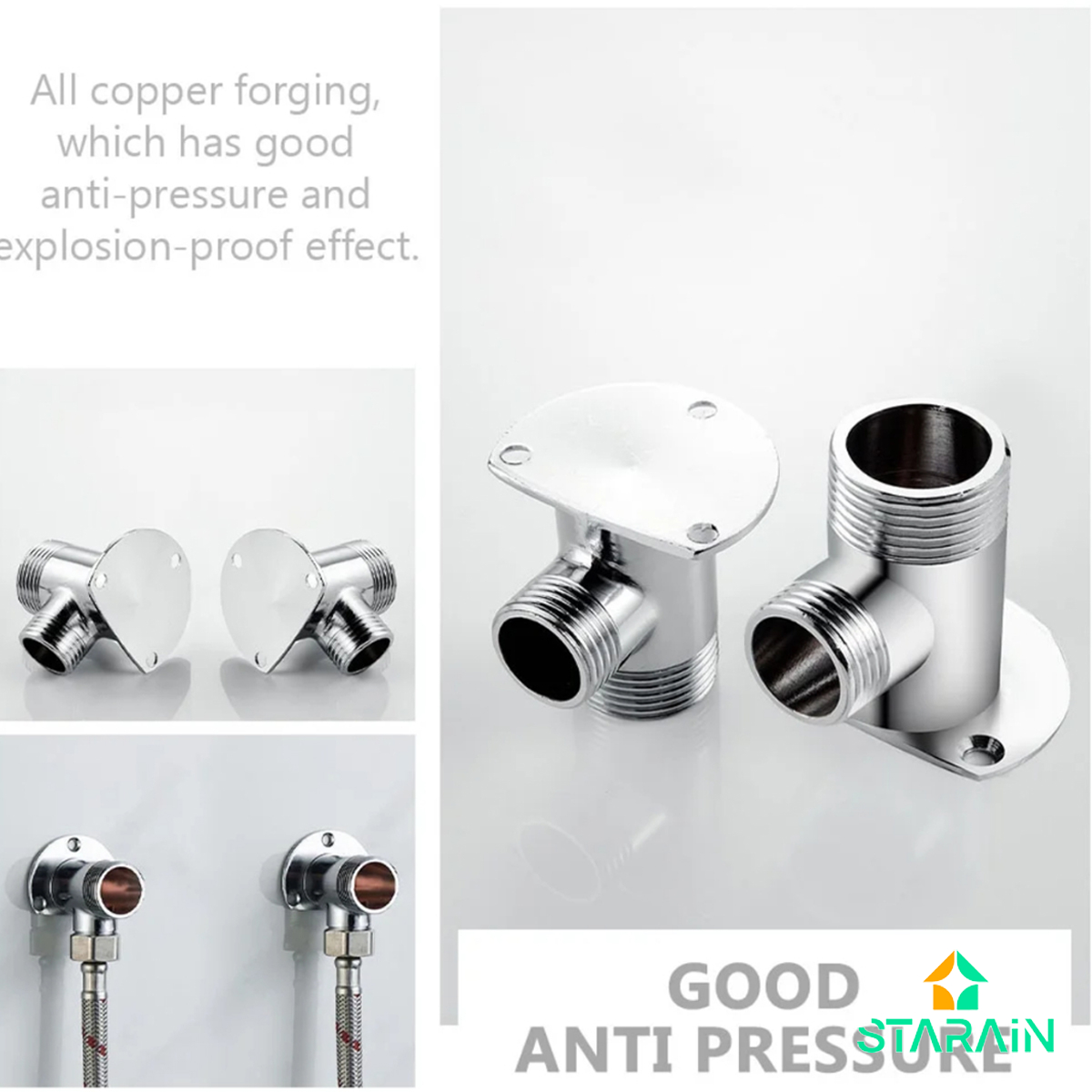 Shower Faucet Chrome Extension External Inlet Wall Mount for Shower